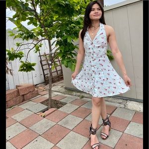 floral collar halter neck dress